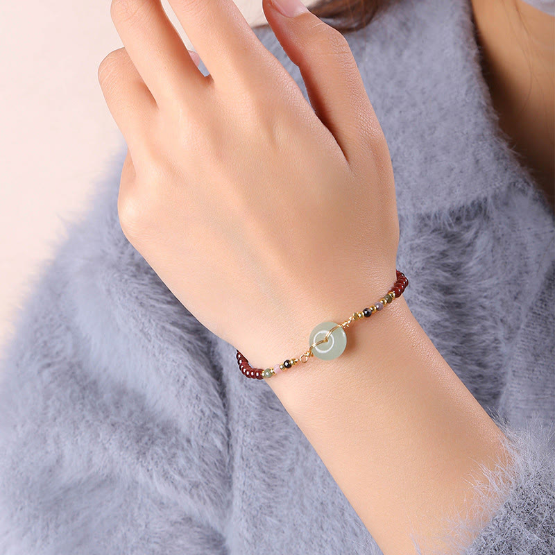 Buddha Stones Natuurlijke granaat vredesgesp kraal kalm Armband - image 3