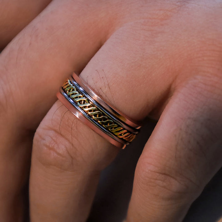 Buddha Stones Verstelbare Manchetarmband/ Bangle met Ring koperen balans - image 11