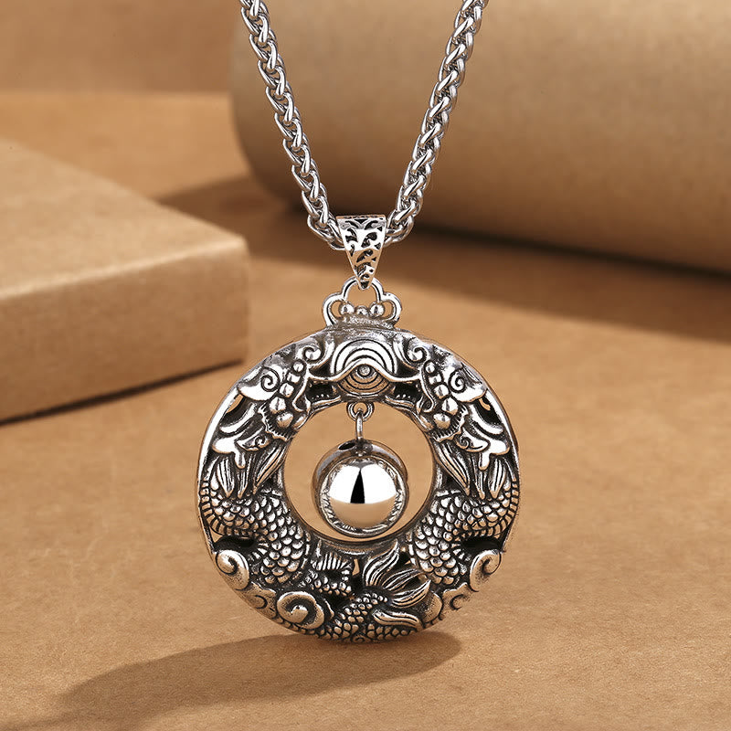 Buddha Stones Dubbele draak spelende kraal koperen beschermingsketting Ketting - Draak (Bescherming♥Succes) - image 0