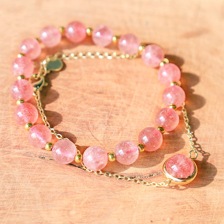 Buddha Stones Zonnesteen Aardbeikwarts Kristal Positieve Armband - image 4
