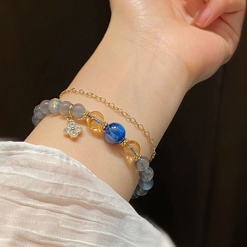 Buddha Stones Armband met helende kralen in de vorm van een bloem van natuurlijke maansteen. - image 1