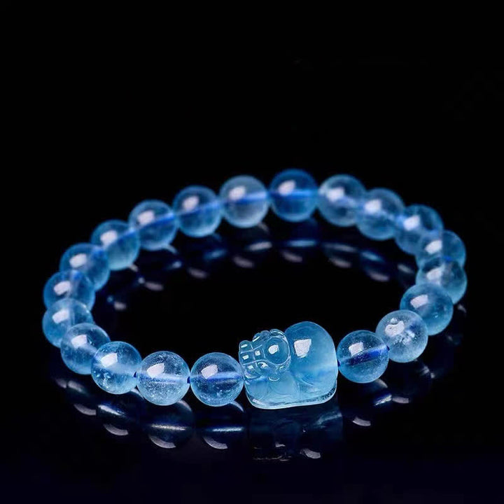 Buddha Stones Natuurlijke aquamarijn PiXiu Serenity helende Armband - 9mm - image 3