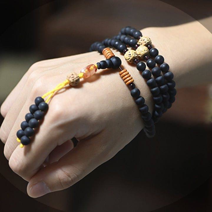 Buddha Stones Tibetaanse Mala Cypress Bodhi Zaad Rode Agaat Genezende Armband - image 3