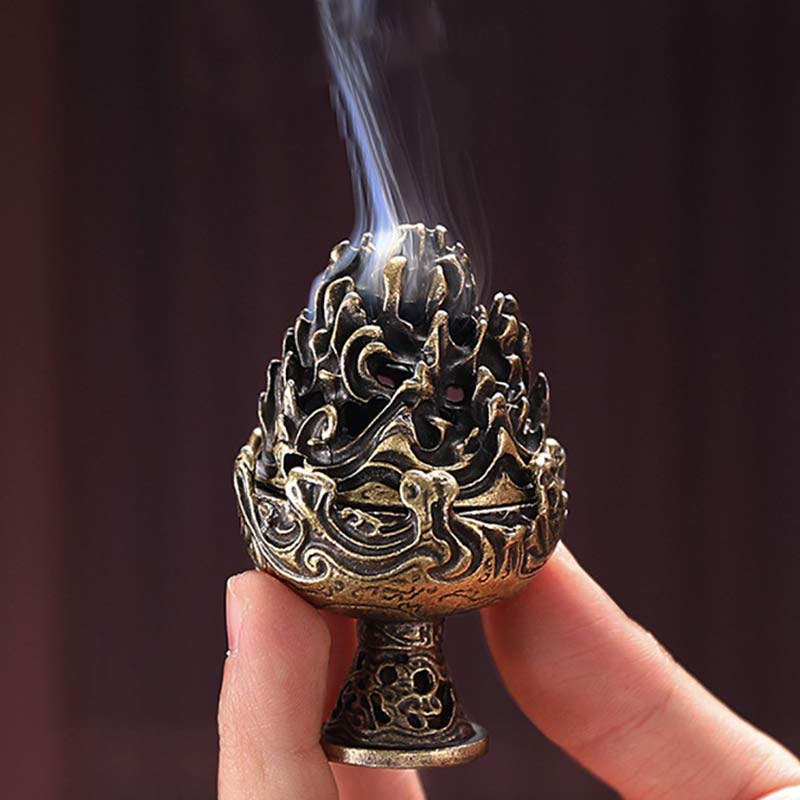 Tibetaans miniatuur wierookbrander van Wierook met bergmotief voor meditatie - image 0