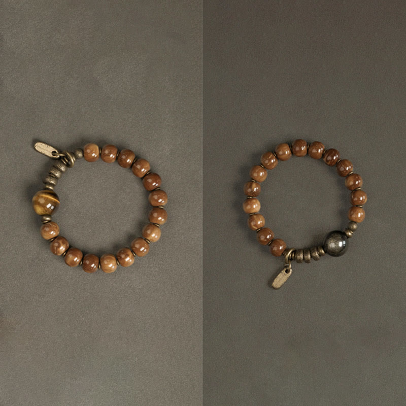 Buddha Stones Kuka-zaad, tijgeroog, goudkleurige obsidiaan, messing, koperen Armband - image 14