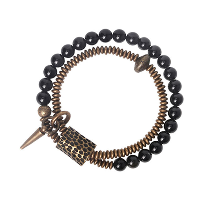 Buddha Stones Regenboog Obsidiaan Koper Innerlijke Vrede Helende Dubbellaagse Armband - image 9