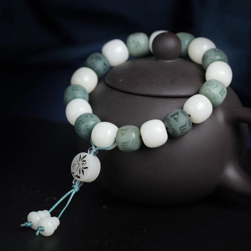 Buddha Stones Witte Bodhi Zes Ware Woorden Armband - image 1