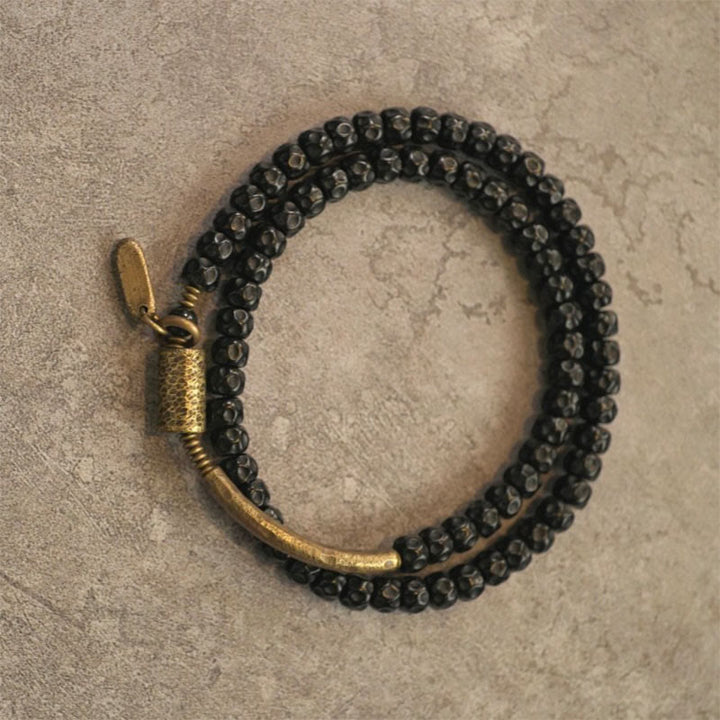 Buddha Stones Retro armband van kokosnootschaal, messing en koper met drievoudige wikkeling . - image 4