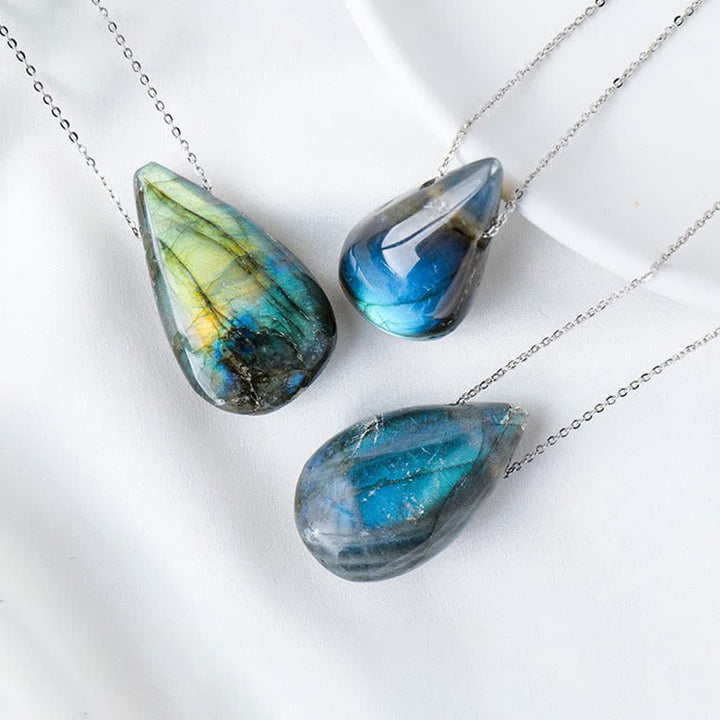 Buddha Stones Labradoriet waterdruppel ondersteunende helende Ketting - image 2