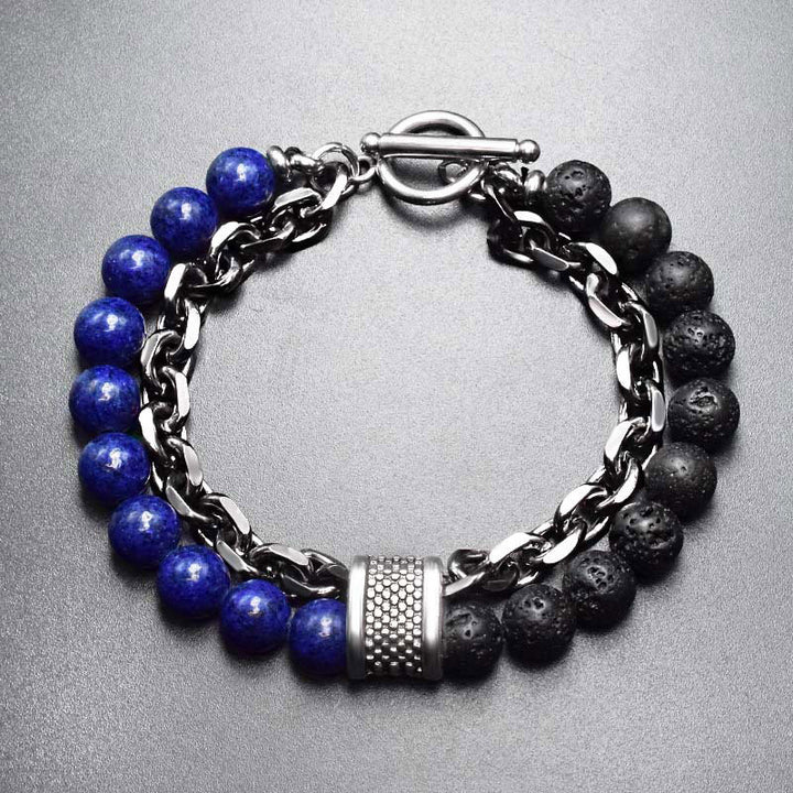 Buddha Stones Natuurlijke tijgeroog lapis lazuli Armband - Lazuliet - image 4