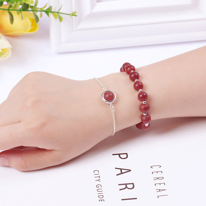 Buddha Stones Zonnesteen Aardbeikwarts Kristal Positieve Armband - Agaat - image 38