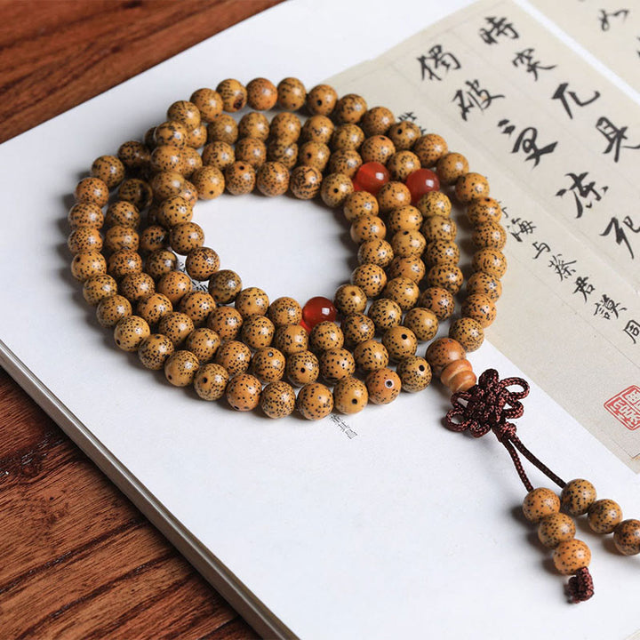 Buddha Stones 108 Mala kralen Bodhizaad Rode agaat Armband - image 1