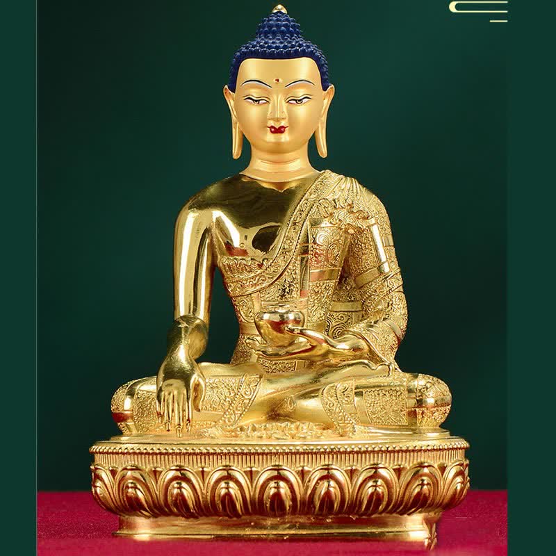 Buddha Stones Boeddha Shakyamuni beeldje, verlichting, koperen beeldje, huisgeschenk, decoratie - image 9