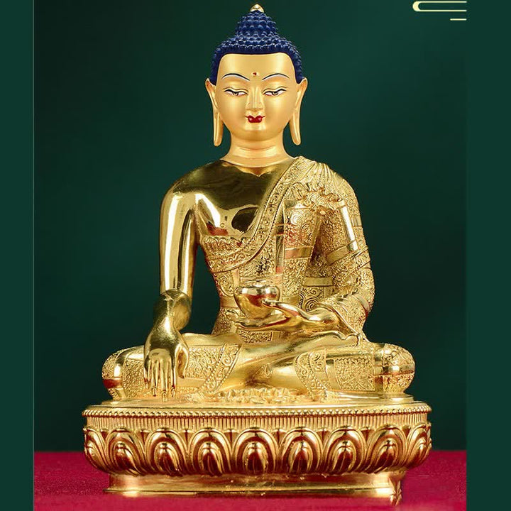 Buddha Stones Boeddha Shakyamuni beeldje, verlichting, koperen beeldje, huisgeschenk, decoratie - image 9