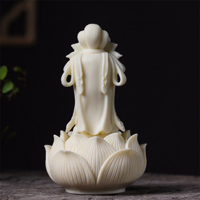 Buddha Stones Mini ivoren fruit Kwan Yin Avalokitesvara Lotus Rijkdom Bureaudecoratie - image 3