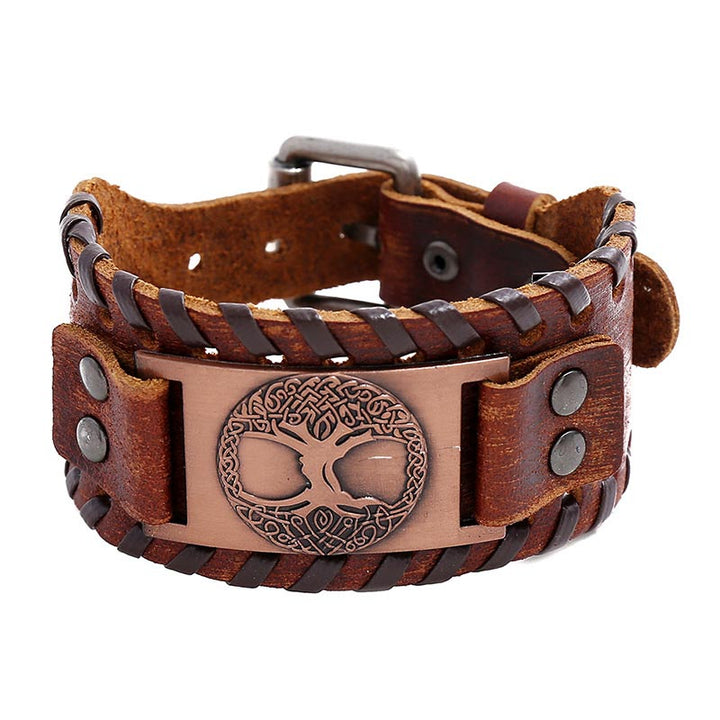 Buddha Stones Geluksarmband Armband van leer - Bruin - image 0