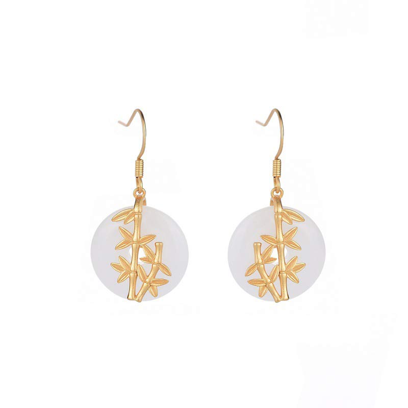 Buddha Stones Feng Shui witte jade Oorbellen - Witte Jade - image 0