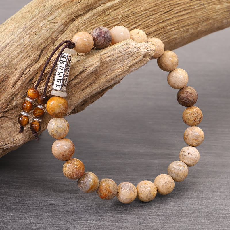 Buddha Stones Verweerde stenen Om Mani Padme Hum Versterkende Armband - Verweerde steen - image 0