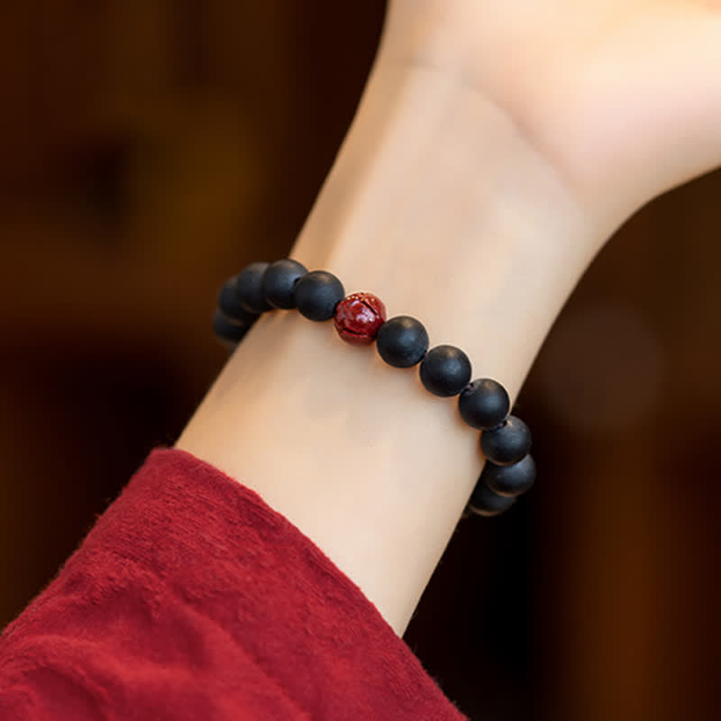 Buddha Stones Tibetaanse cipres cinnaber lotus helende Armband - image 3