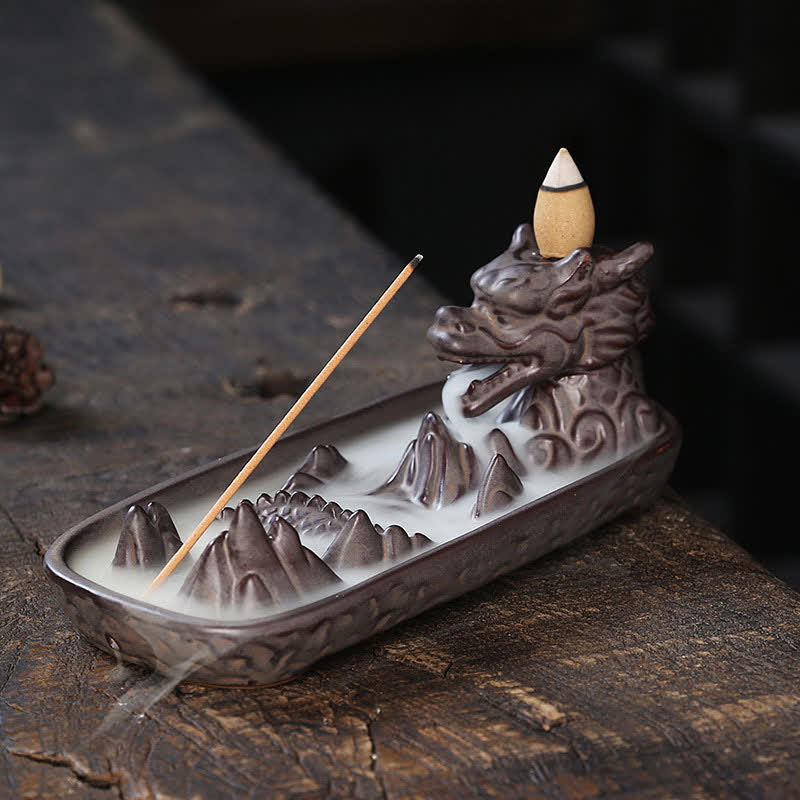 Buddha Stones Keramische Wierook met drakenberg-thema. - image 1