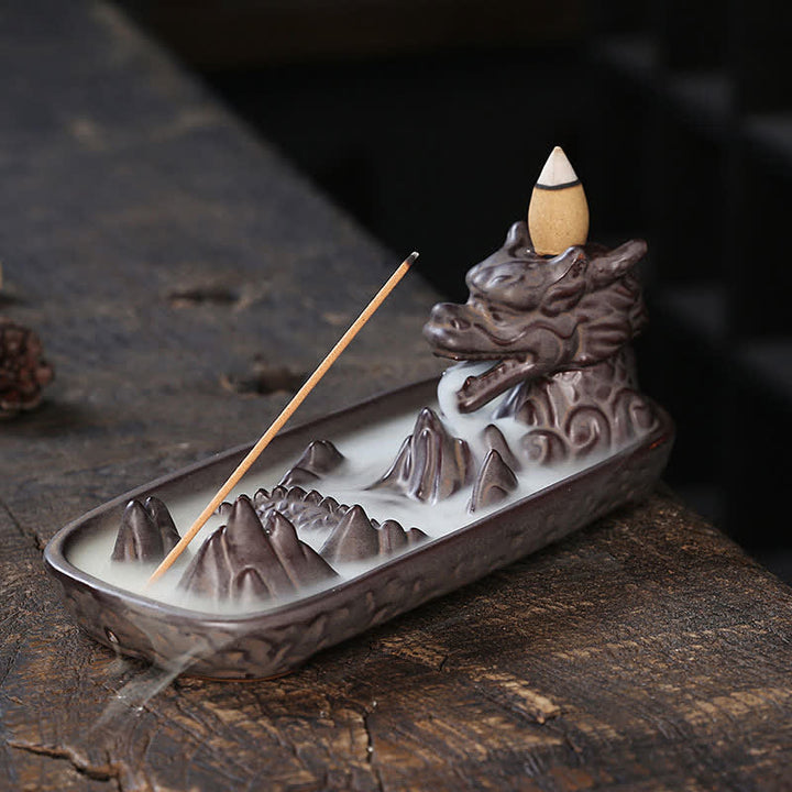 Buddha Stones Keramische Wierook met drakenberg-thema. - image 1