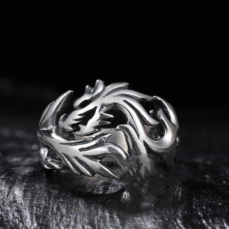 Buddha Stones Verstelbare Ring met drakenpatroon voor extra bescherming. - image 9