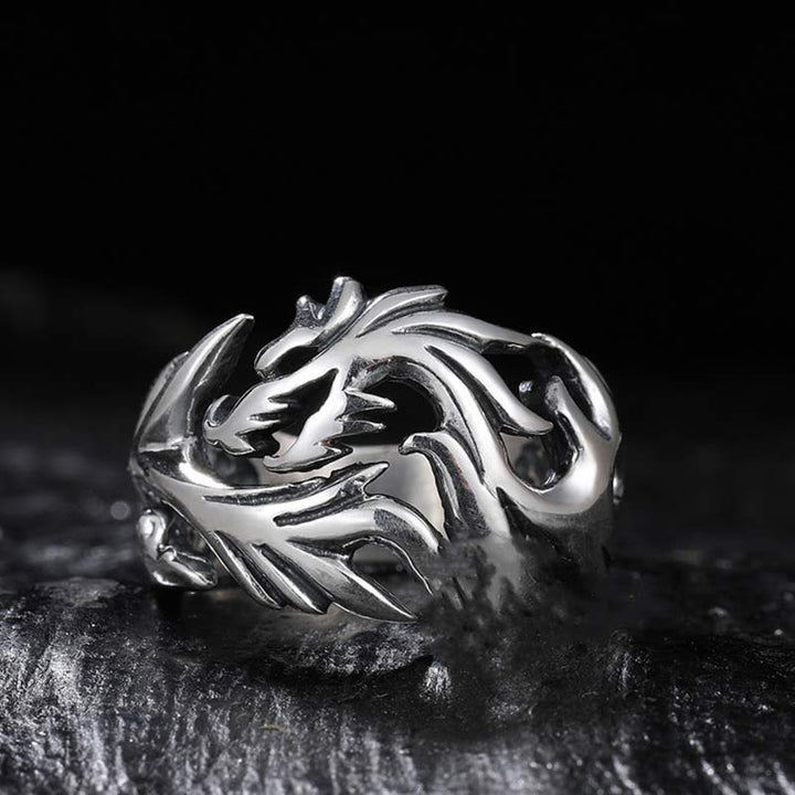 Buddha Stones Verstelbare Ring met drakenpatroon voor extra bescherming. - image 9