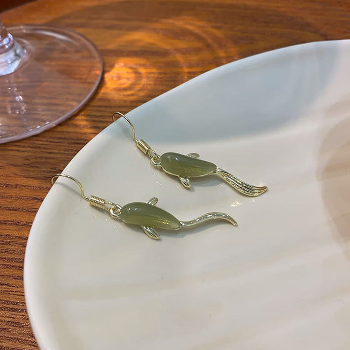 Oorbellen met vismotief en jade, die geluk brengen. - image 10