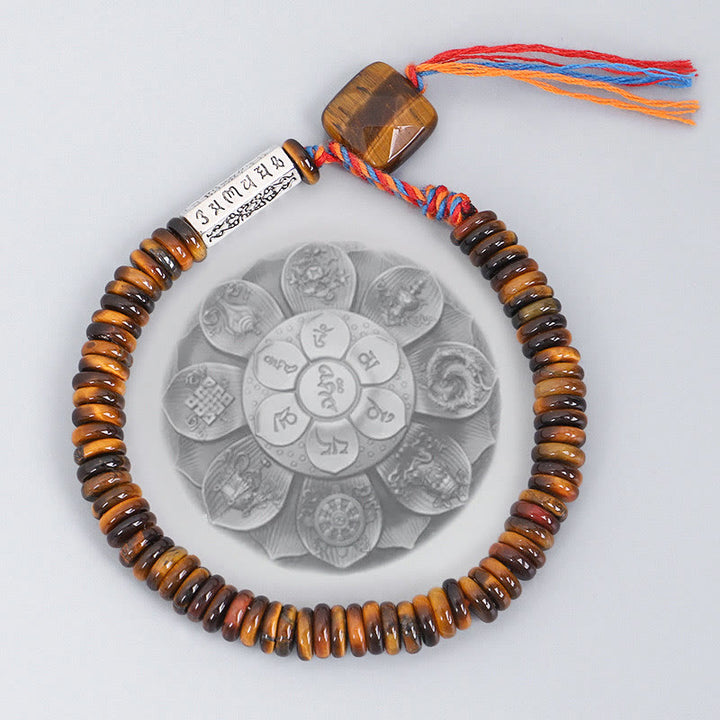 Buddha Stones Tibetaanse Tijgeroog Om Mani Padme Hum Armband - image 12