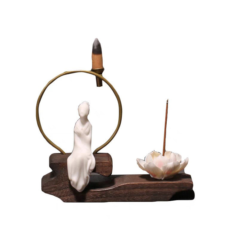 Buddha Stones Keramische lotusvormige wierookbrander voor Wierook meditatie. - image 18