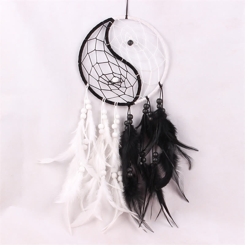 Yin Yang dromenvanger rond net met veren, balansdecoratie - image 5