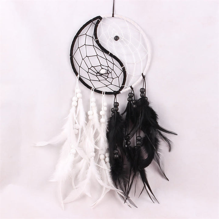 Yin Yang dromenvanger rond net met veren, balansdecoratie - image 5
