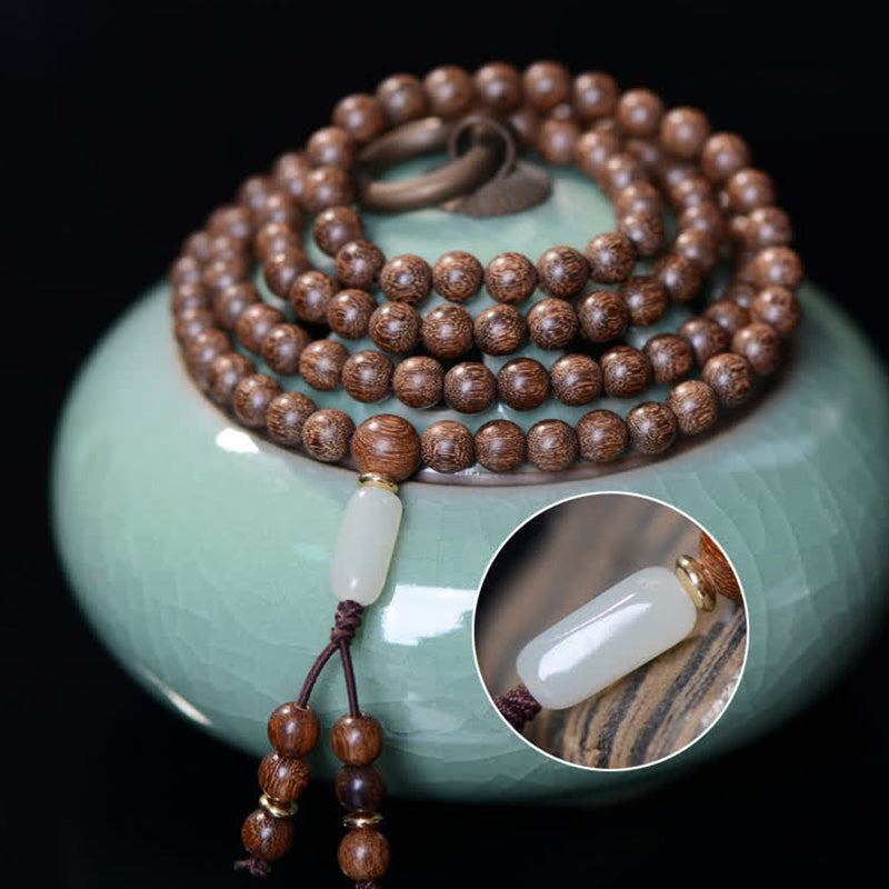 Buddha Stones 108 Mala kralen, rozenhout, jade, rustgevende Armband - image 13