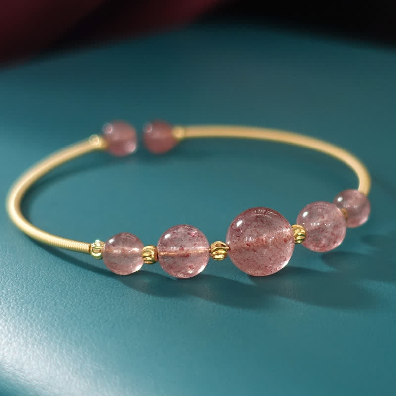 Buddha Stones Natuurlijke aardbeikwarts Bangle-armband - image 3