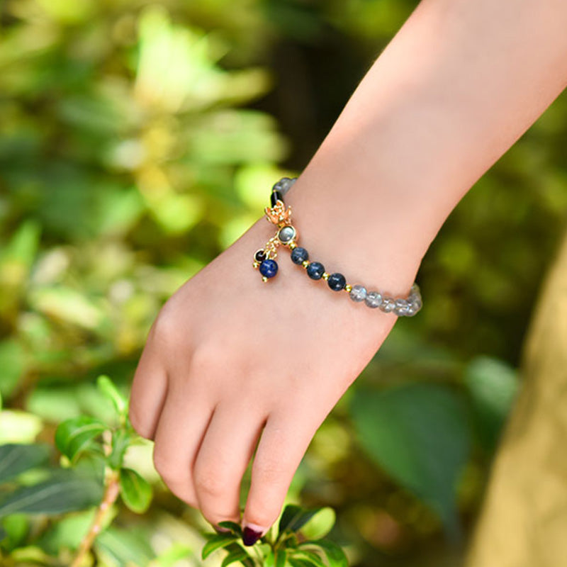 Buddha Stones Maansteen Lazuriet Lapis Lazuli Kalmerende Helende Positieve Armband - image 3
