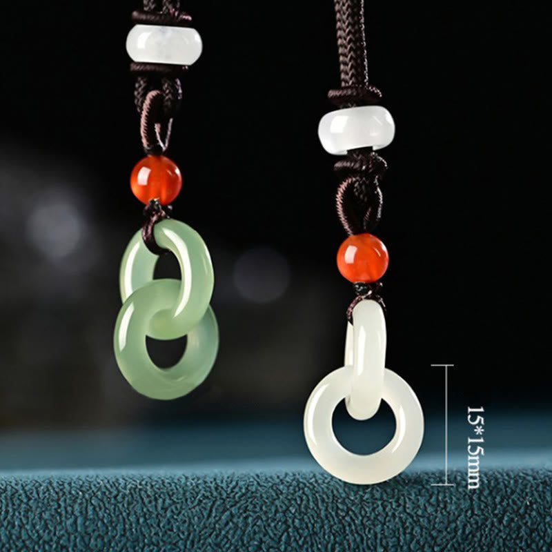 Buddha Stones Natuurlijke Hetian cyaan jade witte jade dubbele vredesgesp succes Ketting - image 11