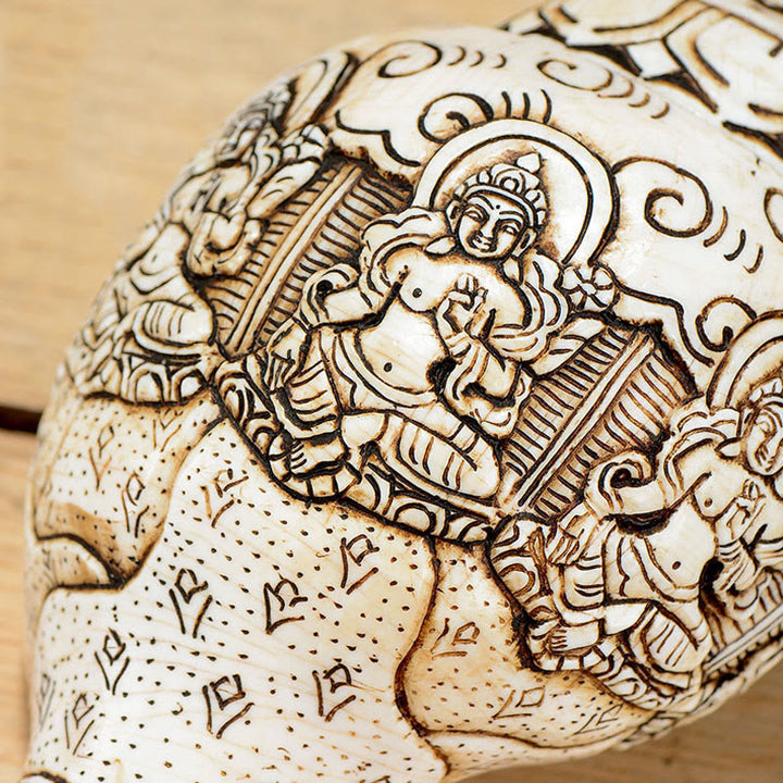 Tibetaanse handgemaakte gegraveerde Shankha Boeddha Avalokitesvara Conch Shell rijkdom decoratie - image 23