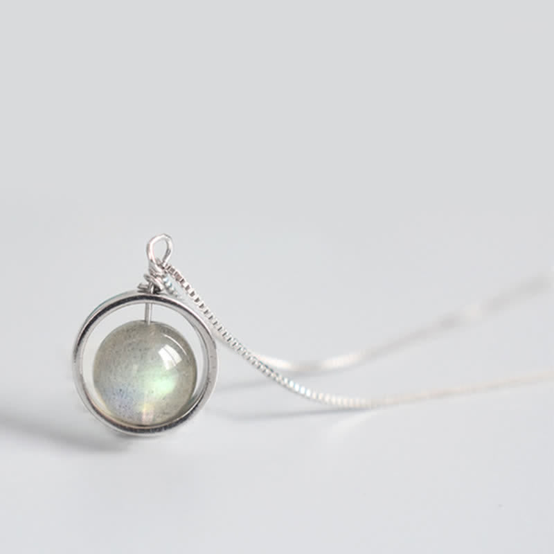 Buddha Stones 925 Sterling Zilveren Maansteen Liefde Planeet Draaibare Ketting - image 9
