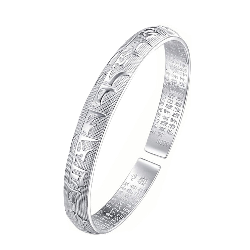 Buddha Stones Tibetaanse Sanskriet witte koperen meditatie- en Bangle-armband - image 7