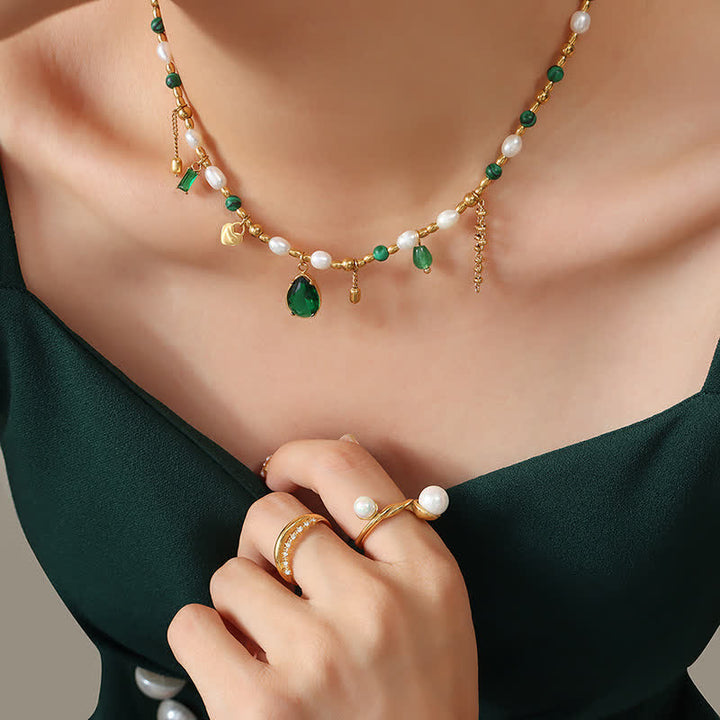 Parelkraal, zirkoon, turkoois, rustgevende Ketting - image 3