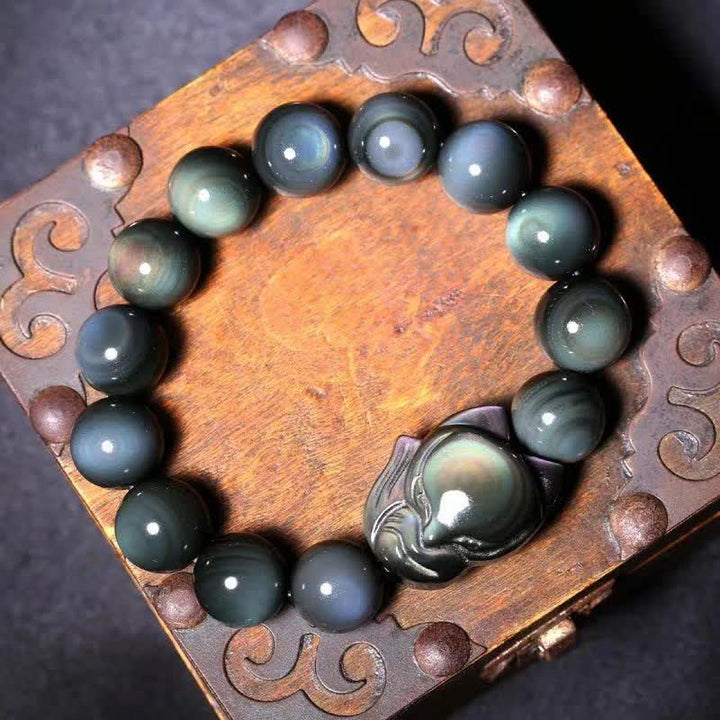 Buddha Stones Regenboog Obsidiaan Vos Helende Positieve Armband - image 2