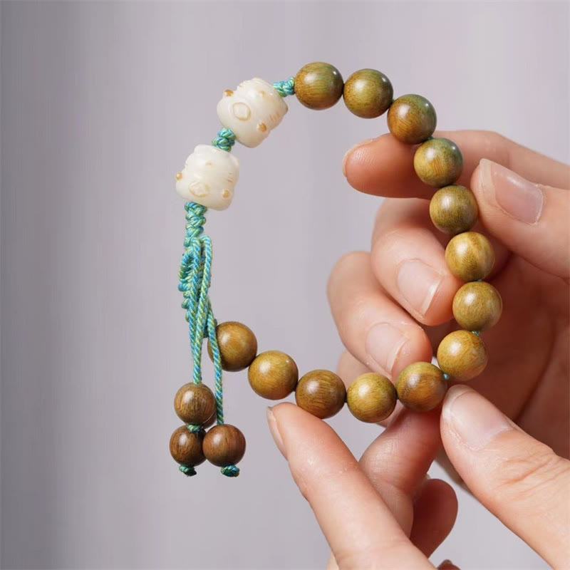 Buddha Stones Groene sandelhout Bodhizaad gelukskat positieve Armband - image 2