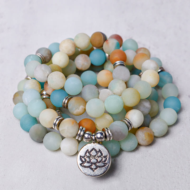 Buddha Stones Tibetaanse Amazonietsteen Zegen Lotus Mala - image 0