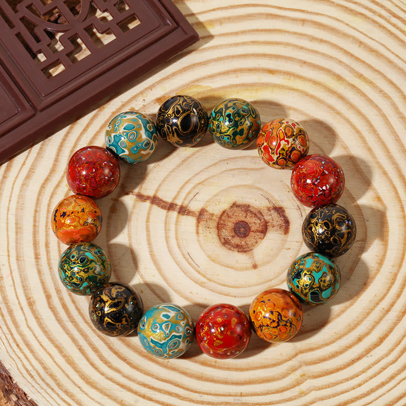 Buddha Stones Natuurlijke, veelkleurige lakparels, rustgevende Armband - image 1