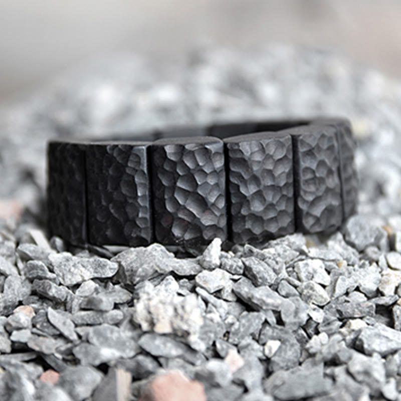 Buddha Stones Vintage Armband met ebbenhouten textuur en vredesmotief - image 7
