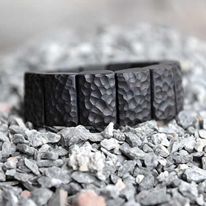 Buddha Stones Vintage Armband met ebbenhouten textuur en vredesmotief - image 7