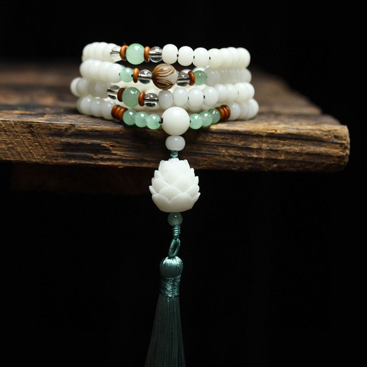 Buddha Stones Witte Bodhizaad Mala met 108 kralen, Armband - image 0