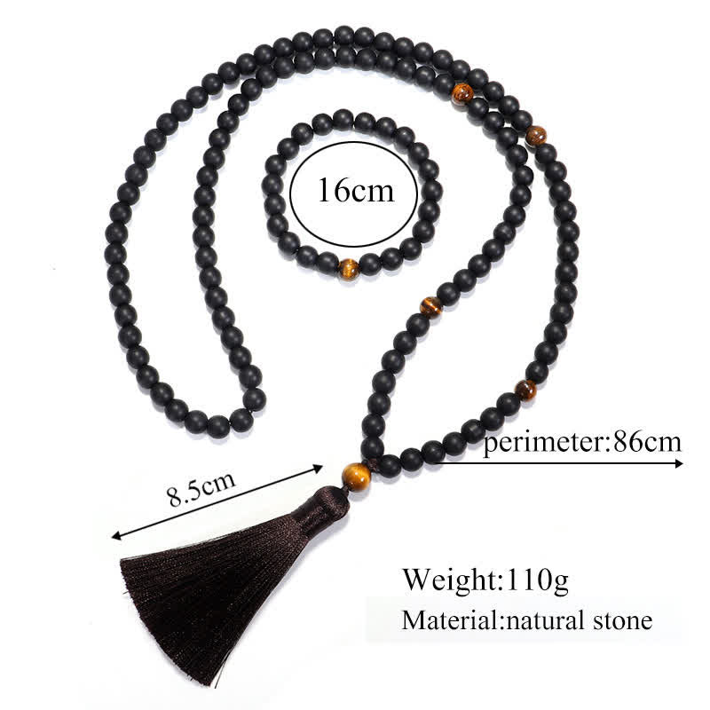 Buddha Stones 108 Mala kralen, matstenen, tijgeroog, Armband , Ketting - image 8