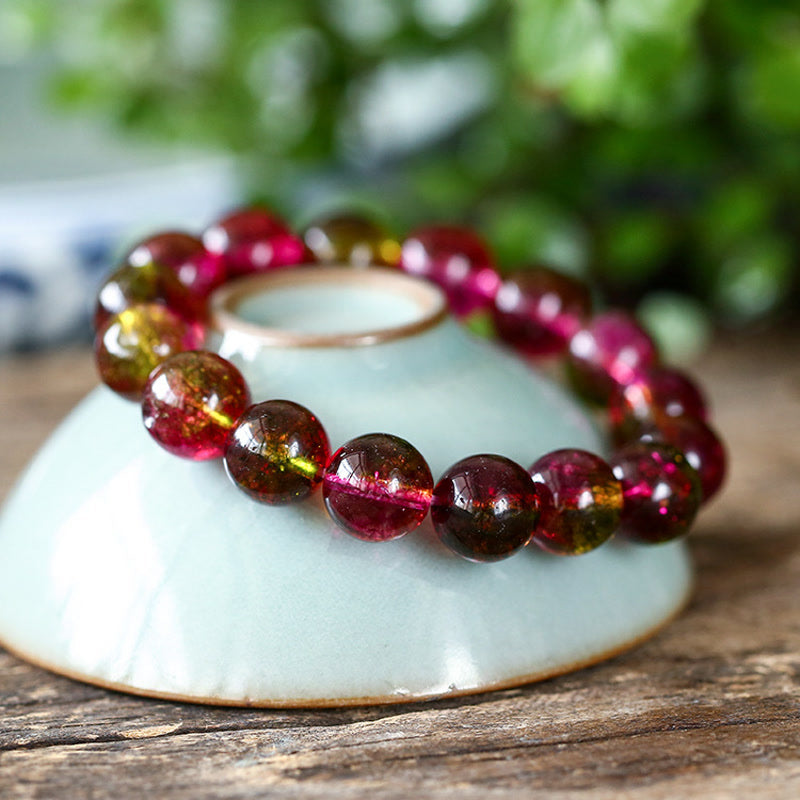 Buddha Stones Armband van natuurlijke toermalijn met symbool voor liefde en wijsheid - image 4
