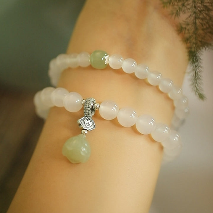 Buddha Stones Witte agaat jade lotus Armband - image 3